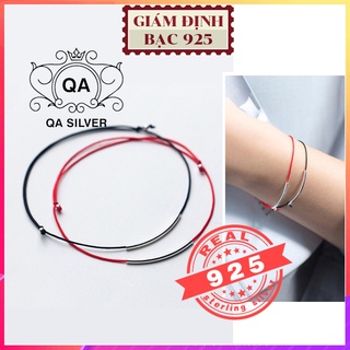 Vòng tay charm bạc 925 lắc nữ mặt ống dây chỉ đỏ may mắn S925 GEOMETRIC Lucky Silver Bracelet QA SILVER BR180504
