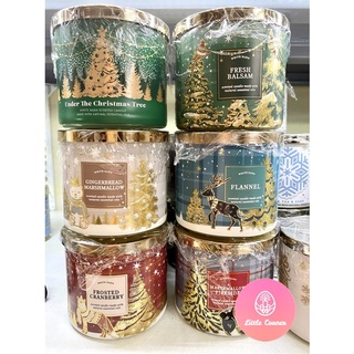 Nến thơm 3 bấc BATH AND BODY WORKS 411g - White Barn - Vỏ noel 2021