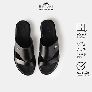 Dép xỏ ngón da thật Butuni Tinh Sandals - Đen