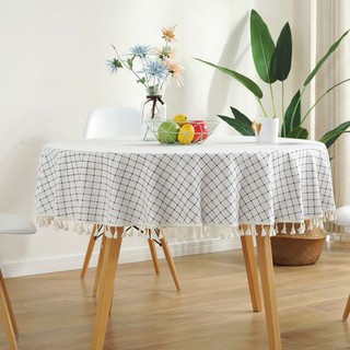KHĂN TRẢI BÀN TRÒN LANDECOR CARO ĐEN-TB212-1 PHÙ HỢP CHO TRANG TRÍ BÀN TIỆC BÀN BẾP