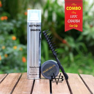 COMBO Sáp vuốt tóc SEBA công nghệ Nhật Bản 80g + Gôm xịt tóc Butterfly Shadow 320ml + Tặng lược tạo kiểu cao cấp Chaoba