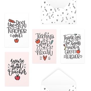 Bộ 4 thiệp 12,5x17,6 SDstationery INSPIRING TEACHER chữ viết tay mừng thầy cô cảm ơn giáo viên Nhà giáo Việt Nam 20/1
