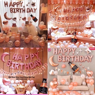 Set HAPPY BIRTHDAY màu rose gold 40 Bóng Mix màu