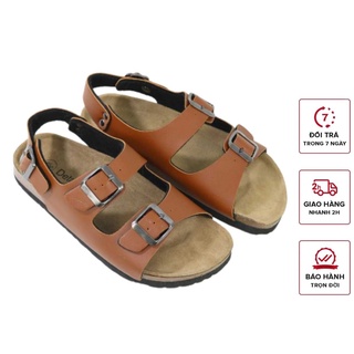 Xăng Đan Nam Nữ ĐếTrấu 2 Khóa Siêu Êm - Màu: Bò Detaunisex Mã:SATA21B Phù Hợp Mọi Lứa Tuổi