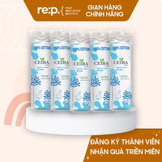 Combo 5 bông tẩy trang Cotton Ceiba 80 miếng 100% cotton siêu tiết kiệm dung dịch (80pads x5)