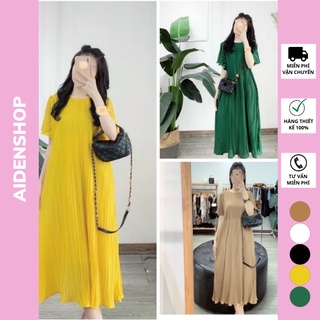 Váy bầu thời trang Aidenshop Đầm bầu thiết kế dáng dài midi mùa hè xếp li