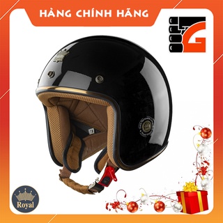 [Mã LIFEAU5SALE giảm 20k đơn 50k] Nón bảo hiểm 3/4 Royal M20C đen bóng tháo lót, đủ size, bảo hành 12 tháng chính hãng