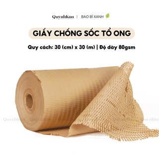 [30cmx30m] Cuộn giấy kraft tổ ong gói hàng chống sốc, thân thiện với môi trường | Gói mỹ phẩm, trang sức, hàng dễ vỡ