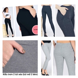 MS162 - quần legging 2 túi xéo 2 bên loại thun cotton mềm mại co dãn tốt (chọn màu xem ảnh thật chụp sàn ạ)