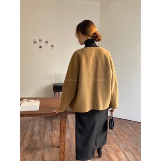 Áo khoác dạ tweed cổ V Hàn Quốc