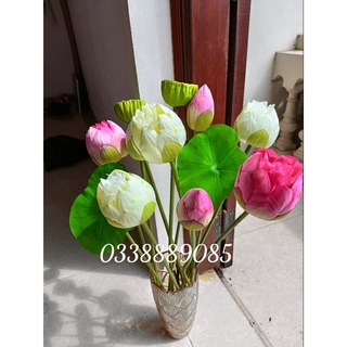 Hoa giả  SEN BÁCH DIỆP QUAN ÂM bông sen lụa đẹp cao cấp