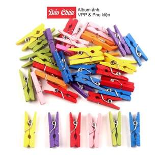 Kẹp gỗ 3cm treo ảnh, trang trí (100 kẹp + dây)