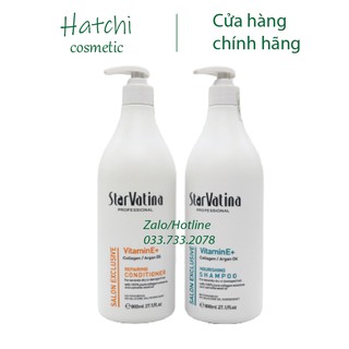 Bộ Dầu Gội Xả Phục Hồi Star Vatina Collagen Argan Oil Vitamin E+ 800ml - Mẫu Mới
