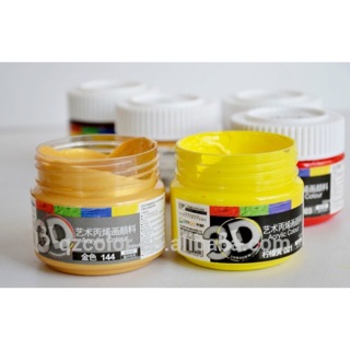 Combo 4 lọ màu acrylic 3d 100ml+ nhũ bạc, vàng, đỏ