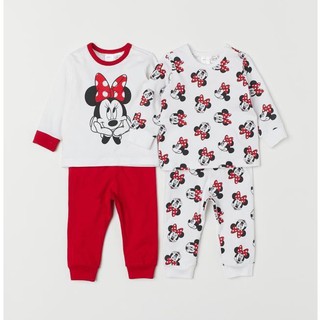 Bộ dài tay cho bé gái - Set 2 bộ cotton dài tay Minnie Hm cho bé gái size 1-6t