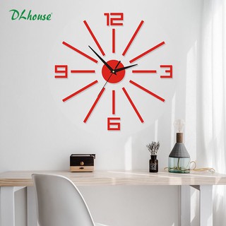 Đồng hồ dán tường DIY chữ số gạch dày ( tặng kèm pin AA)