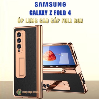 Ốp Samsung Z Fold 4 ốp lưng Galaxy Fold 4 khe đựng SPen vàng gold cao cấp có chân dựng Standing Cove