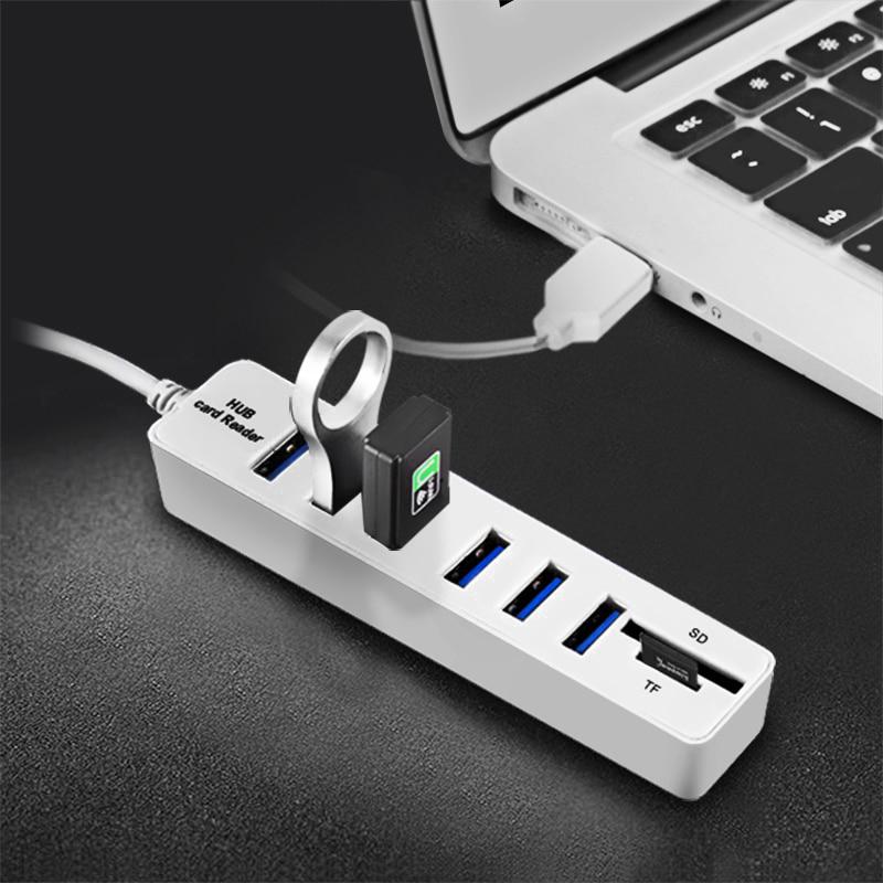 Bộ chia 6 cổng USB tốc độ nhanh kèm đầu đọc thẻ nhớ SD đa năng dành cho máy tính
