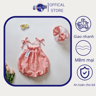 Bodysuit Hai Dây Hoa Nhí Cho Bé Gái Sơ Sinh 0-12 Tháng Kèm Turban, Bodysuit Thiết Kế, Quà Đầy Tháng, Đầm Thôi Nôi