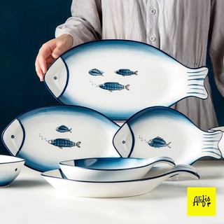 Đĩa sứ, đĩa sứ decor hình cá cách điệu – dùng cho bàn ăn và decor