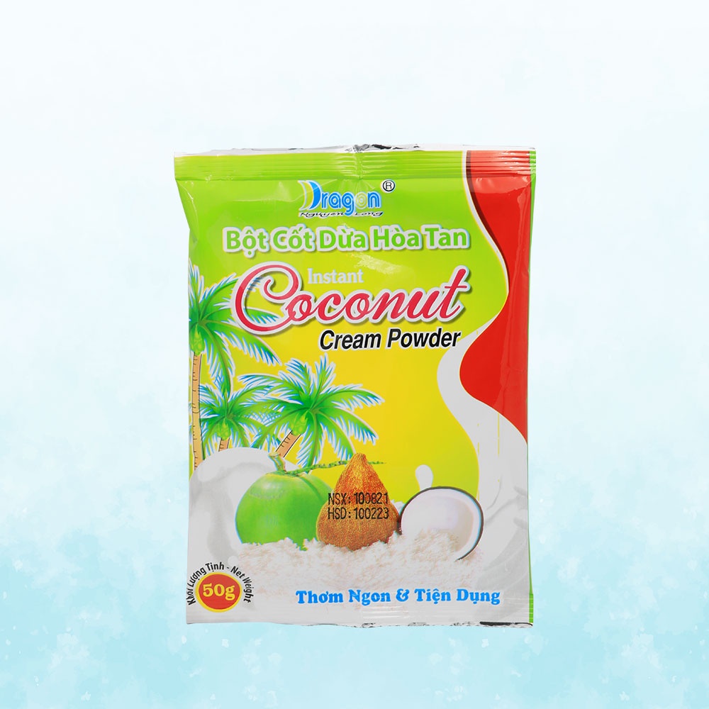 Bột Cốt Dừa Hòa Tan (35% Béo) DRAGON 50g – Bột Nước Cốt Dừa Pha Nhanh, Nấu Chè, Làm Bánh