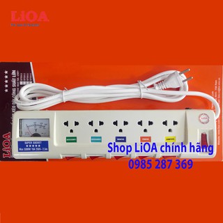 Ổ cắm điện LIOA 5 ổ cắm có đồng hồ báo điện áp - Dòng cao cấp