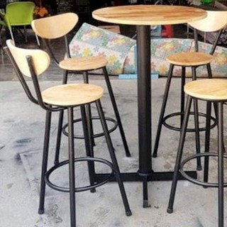 Ghế quầy Bar mặt gỗ cao su