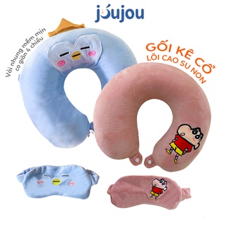 [Mã BMBAU50 giảm 7% đơn 99K] Gối kê cổ chữ u mặt thú cute kèm miếng che mắt size 30cm cao cấp JouJou mềm mịn đàn hồi
