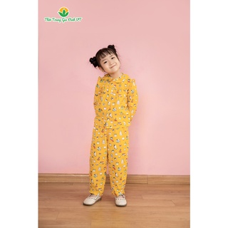 Bộ cotton mặc nhà quần dài, áo dài cổ sen bé gái B70.2105 - Thời Trang Gia Đình VT