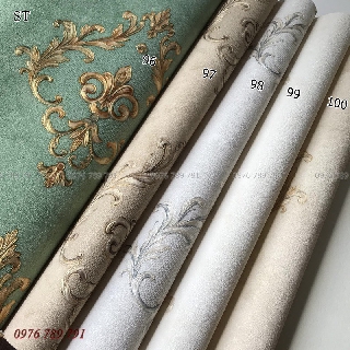 giấy dán tường hoa văn tân cổ ST ,  khổ 53cm ,giấy lụa tốt ,giá rẻ,giấy không keo