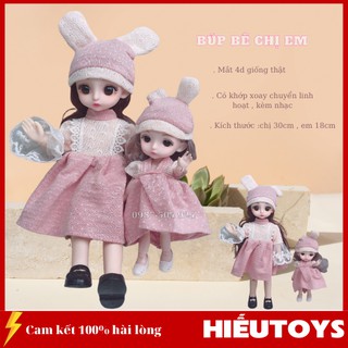 Búp Bê Chị Em 30cm Có Khớp  cử Động Linh Hoạt Kèm Nhạc Đồ Chơi Búp Bê Chibi Mắt 4d Giống Thật Cho Bé Gái