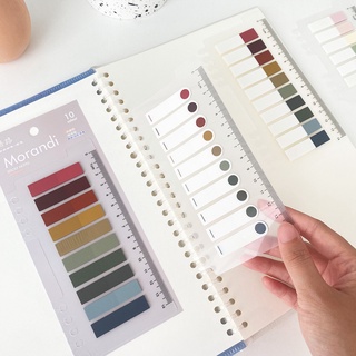 Set Giấy Nhớ Sticky Note Tab Phân Trang Kèm Thước Gắn Sổ Morandi Bookmark