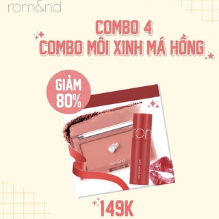 COMBO MÔI XINH MÁ HỒNG Rom&amp;nd Better Than Cheeks + Mini Best Tint 6g