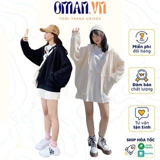 Áo khoác nỉ Trơn PE Dây Kéo hoodie form rộng Ulzzang Unisex áo nỉ nam nữ Oman