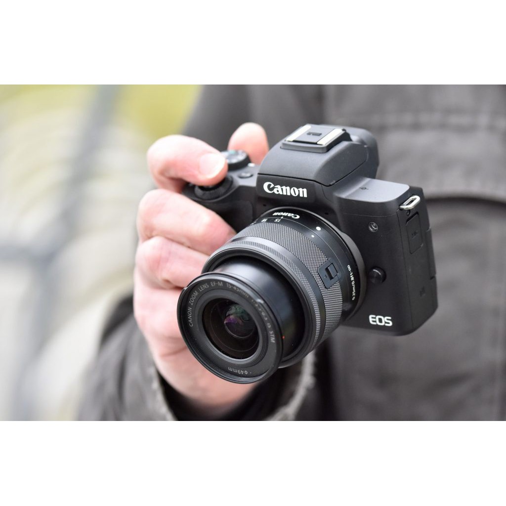 Máy ảnh Canon M50 + lens 15-45mm IS STM - 24.1mp - Quay 4k - Wifi - Mới 95%