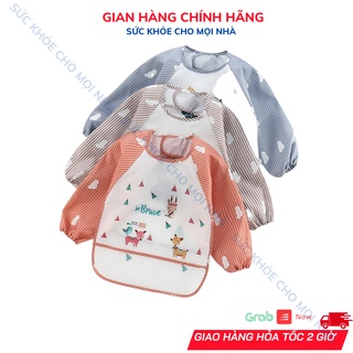 Áo yếm ăn dặm dài tay có máng hứng cho bé tập ăn dặm, Áo yếm ăn dặm BLW cao cấp