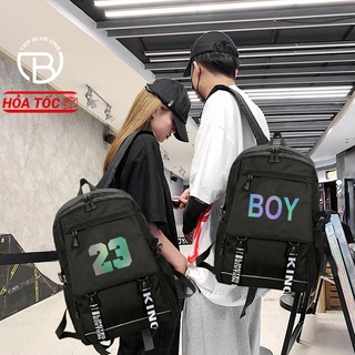 Balo Đi Học Ulzzang Thời Trang Unisex Hàn Quốc Logo Phát Sáng, Có Ngăn Chống Sốc Laptop Chống Nước Dùng Đi Chơi Du Lịch