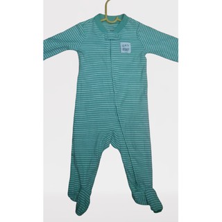Body sleep, body liền tất vải cotton mềm mát cho bé, mẫu sọc xanh lá khóa kéo 2 chiều , size 0-9m