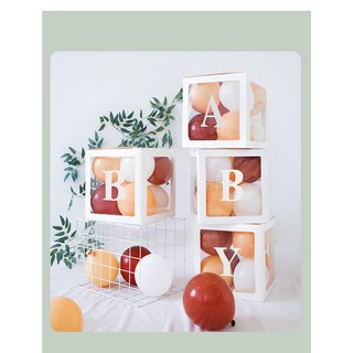 Phụ kiện trang trí sinh nhật hộp đựng bóng baby box dùng trang trí tiệc sinh nhật vintage, set gồm 4 hộp baby box