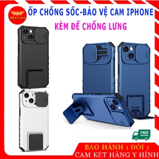 Ốp lưng bảo vệ cam Iphone Chống Sốc , Kèm đế chống lưng điện thoại ip 7Plus/8/Plus/ X/Xs Max/11/12/13/Pro/Promax (OCS)