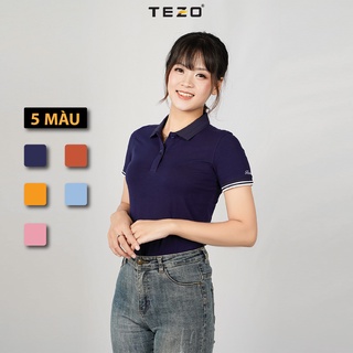 Áo polo nữ TEZO, áo phông ngắn tay có cổ 5 màu chất liệu cotton kiểu dáng trẻ trung,tôn dáng 2106APCT14