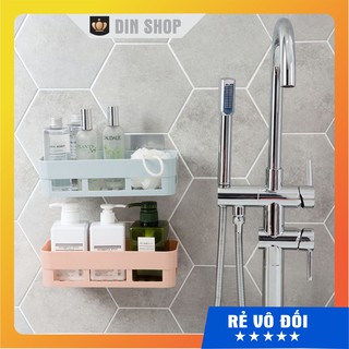 Kệ Chữ Nhật Dán Tường ✨DIN SHOP✨ Giá Để Đồ Nhà Tắm, Đồ Rửa Bát Dán Bao Chắc Thoát Nước Tốt - Tiện Lợi, Sang Trọng
