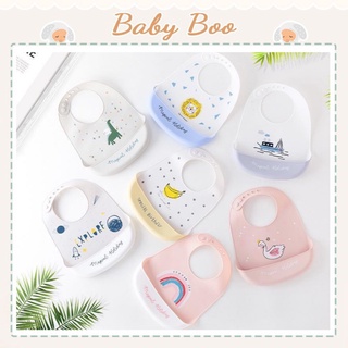 Yếm ăn dặm, yếm máng silicon, an toàn, sạch sẽ, cho bé từ 6 tháng [ babyboo]