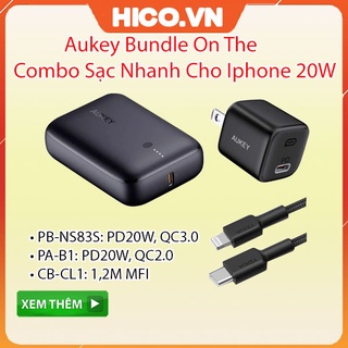 Combo 3 Sản Phẩm Trọn Bộ Sạc Nhanh iPhone 12 Series, iPhone 13 Series AUKEY TK-2 On The Go Bundle - Hàng Chính Hãng
