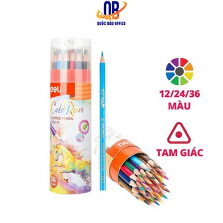 Bút chì màu học sinh Deli - Có kèm gọt chì ở nắp - Cỡ φ2.9mm - 12/24/36 màu/hộp - EC00307/ EC00327/ EC00337