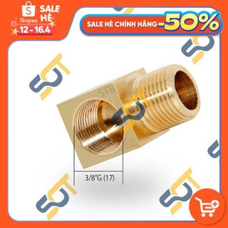 [CO NỐI REN] Cong ren trong 3/8 (17) DN10 ren ngoài tùy chọn, Cút điếu 90 độ - Đồng phay nguyên khối