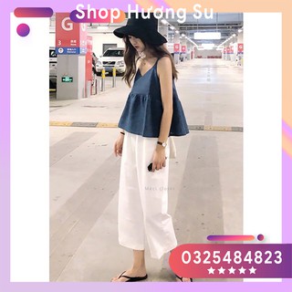 [Siêu Sale] Quần Suông Ống Rộng Siêu Hot - Quần Culottes Đũi Mềm Mịn Mát-HươngSu-(302-Qan-Dai-TronDayRutVaiDui-Trang)