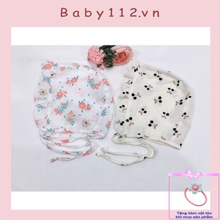 Mũ trùm đầu, mủ sơ sinh bé gái cotton 100% cho bé 3 tháng, 6 tháng, 1 tuổi, 2 tuổi