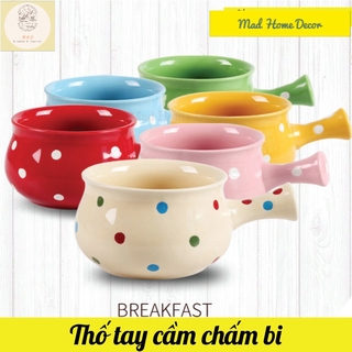 [Mã LIFE20KALL giảm 10% đơn 50K] Tô đựng salad,cháo,canh,bát ăn yến chấm bi miệng có tay cầm cực xinh 6 màu
