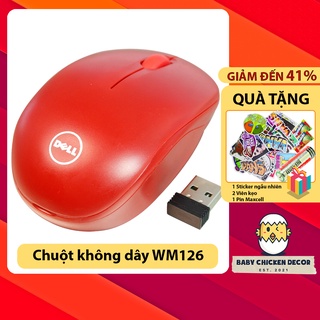 Chuột không dây, chuột máy tính không dây Dell WM126 giá rẻ tặng kèm pin AA